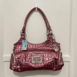Kathy Van Zeeland Pink & Silver Mid-Size Handbag